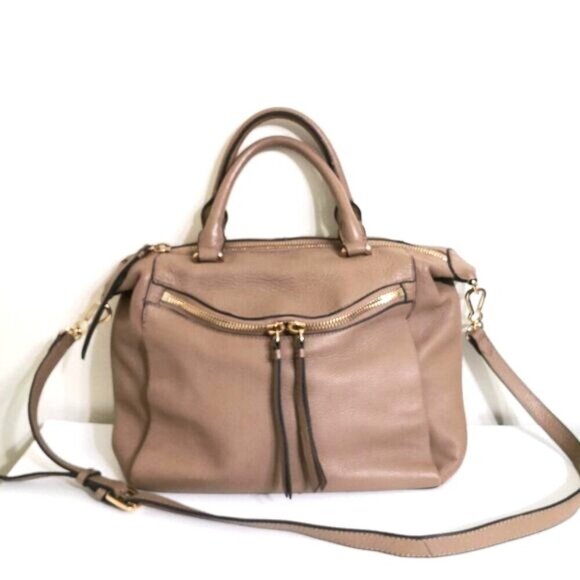 Vince Camuto “Staja” Cappuccino Pebble Leather Satchel/Crossbody Bag - Picture 1 of 15